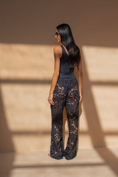 Laser Cut out Floral Trousers