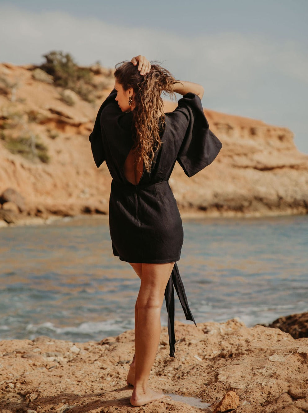 Melissa Kimono Mini Dress | Black