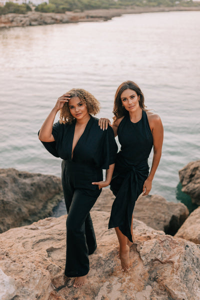 The Melissa Jumpsuit in Black Linen